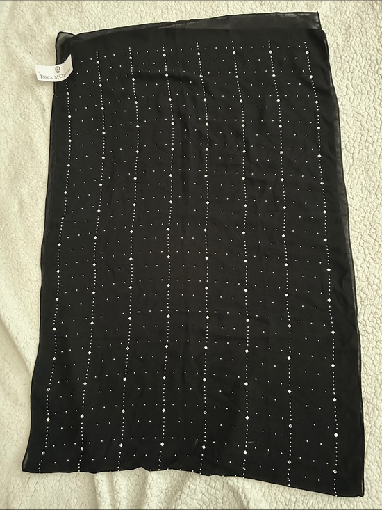 Jessica McClintock Accessories - Jessica McClintock “nwt”Black scarf with Silver Beaded rhinestone Stripes